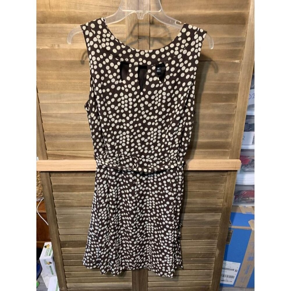 Voir Voir Dress Business Casual Office Y2K Professional Retro Dots Brown Size 14